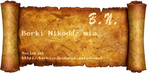Berki Nikodémia névjegykártya